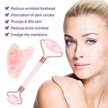 Gua Sha, GuaSha Tool for Face, Gua Sha Scraping Massage Natural Jade Face Neck Body Acupressure Scraper Therapy Tool (Jade Roller Set)