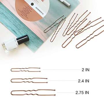 HOYOLS U Shaped Assorted Size Hair Bobby Pins, Metal Bun Clips Hairpin Crimped Design with Ball Tips...