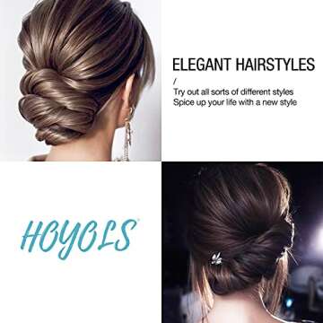 HOYOLS U Shaped Assorted Size Hair Bobby Pins, Metal Bun Clips Hairpin Crimped Design with Ball Tips for Women Girls Grips Hairstyle, 150 Count Bulk Pack (Brown)
