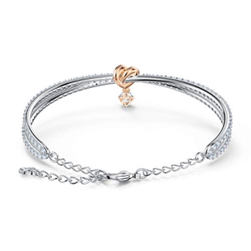 SWAROVSKI Heart Bangle in Rose Gold and Clear Stones