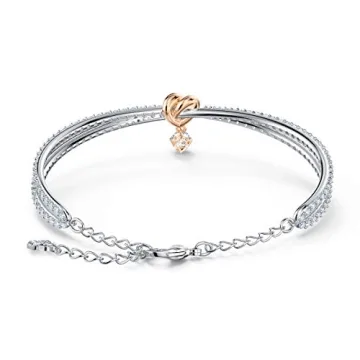 SWAROVSKI Heart Bangle in Rose Gold and Clear Stones