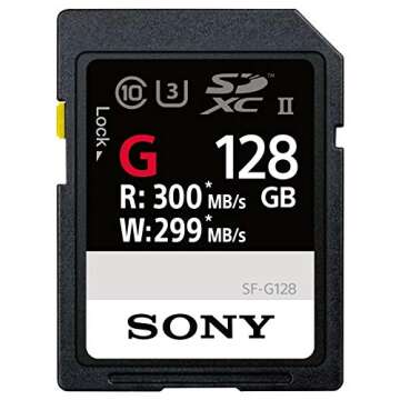 Sony SF-G128/T1 High Performance 128GB SDXC Uhs-II Class 10 U3 Memory Card with Blazing Fast Read Sp...