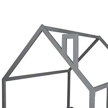 Merax Kids Bed House Shaped, Low Beds for Toddlers, Wood Platform Bed Frame for Children, Box Spring Needed,Easy Assemble (Full,Gray