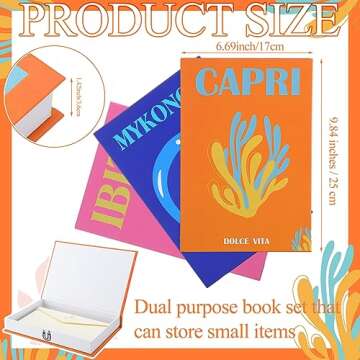 Cholemy Preppy Decorative Books Room Decor Aesthetic Preppy Magnetic Decorative Fake Faux Book Stora...