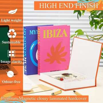 Cholemy Preppy Decorative Books Room Decor Aesthetic Preppy Magnetic Decorative Fake Faux Book Storage for Modern Bookshelf Coffee Table Home Living Room