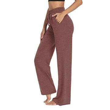 Sarin Mathews Womens Yoga Sweatpants Wide Leg Lounge Pajamas Pants Comfy Drawstring Workout Joggers Pants with Pockets Color 10 S