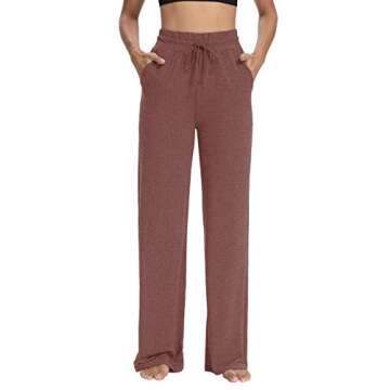 Sarin Mathews Womens Yoga Sweatpants Wide Leg Lounge Pajamas Pants Comfy Drawstring Workout Joggers Pants with Pockets Color 10 S