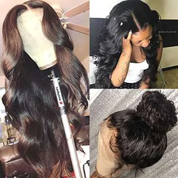 Hairitory 30 Inch Body Wave Lace Front Wigs Human Hair for Black Women 13x4 HD Transparent 180% Density Lace Front Human Hair Wigs Pre Plucked Body Wave Lace Frontal Wig Natural Black (30 inch)