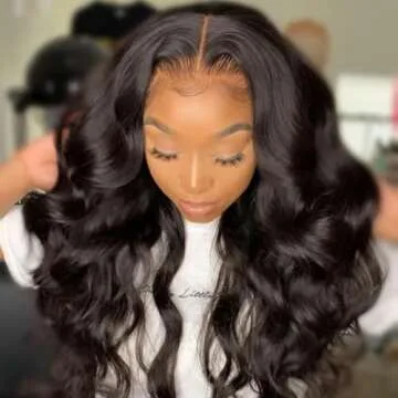 Hairitory 30 Inch Body Wave Lace Front Wigs Human Hair for Black Women 13x4 HD Transparent 180% Density Lace Front Human Hair Wigs Pre Plucked Body Wave Lace Frontal Wig Natural Black (30 inch)