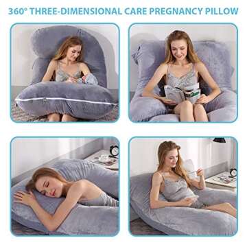 BATTOP Pregnancy Pillow for Sleeping,Full Body Maternity Pillow with Removable Washable Cover,Suppor...