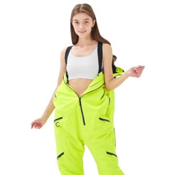 XUQNAGG Women's One Piece Ski Suits Windproof Jumpsuit Waterproof Warm Breathable Detachable Hood Snowsuit For Snow Sports(Yellow,L)