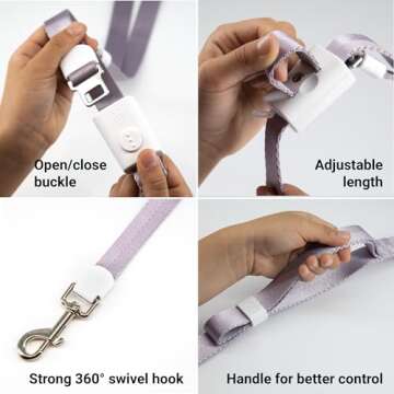 SVD.PET 4-in-1 Hands Free Dog Leash, Versatile Crossbody Dog Waist Leash with Easy Release Buckle, Adjustable Waist Fit for Walking, Jogging and Running Your Pet (Pink)