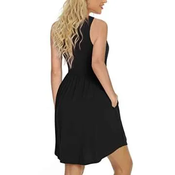 LONGYUAN Women's Sleeveless Dress with Pockets in Black