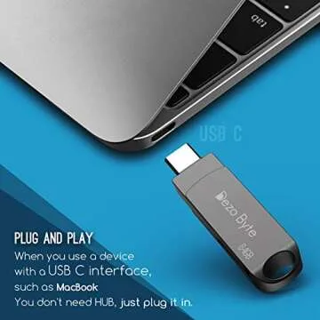 USB Flash Drives USB C Memory Stick 128GB Photo Stick External Storage DEZOBYTE Thumb Dirve 3in1 Compatible Phone iPad Pro OS MacBook USB C Android and PC (64GB-Grey)