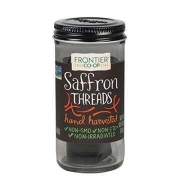 Frontier Co-op Saffron Threads, 0.018 Ounce Bottle, Hand Harvested, For Mediterranean, Arabian and I...