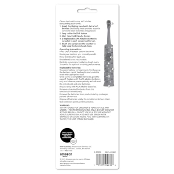 Amazon Basics Kids Battery Powered Toothbrush, 2 Count, 1 Pack (Previously Solimo)