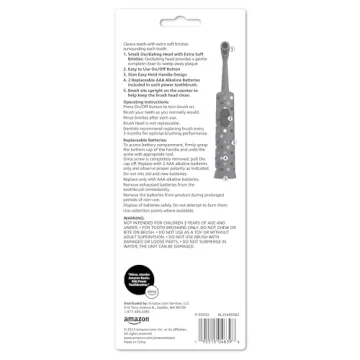 Amazon Basics Kids Battery Powered Toothbrush, 2 Count, 1 Pack (Previously Solimo)