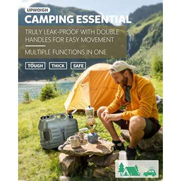 UPWOIGH 5 Gallon Water Jug, Camping Water Container, Truly No Leakage Water Storage, Large Military Green Water Tank,BPA Free Portable Emergency Overlanding Gear for Outdoors Hiking