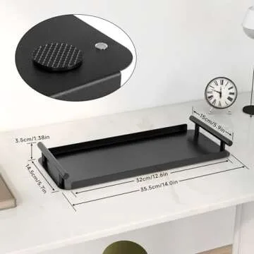 FEILERN Toilet Paper Basket, Stainless Steel Toilet Tank Tray with Handle for Organizing - Toilet Paper Basket Storage for Toilet Tank, Bathroom, Kitchen Counter (Black)