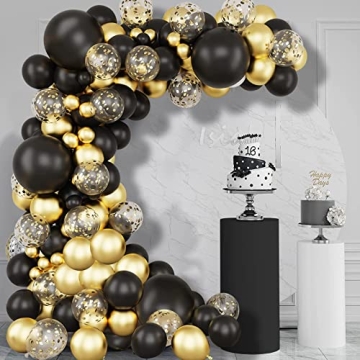 Black Gold Balloons Garland kit, 105 pcs Black Gold Confetti Balloons Metallic Gold Balloons Arch Ki...
