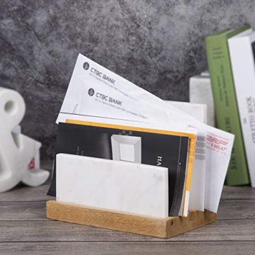 Creative Home Marble and Wood Document Sorter, Elegant Organizer