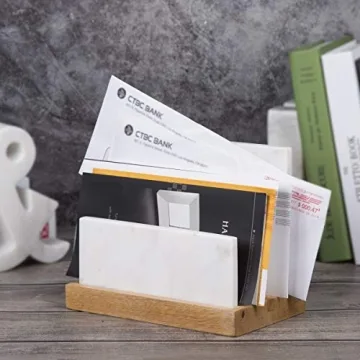 Creative Home Marble and Wood Document Sorter, Elegant Organizer