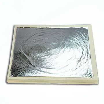 Barnabas Blattgold: Edible Silver Leaf Loose sheets [25 sheets 4.4 inch] - aka Edible Silver Leaf Sheets for sweets, genuine silver leaf, silver leaf sheets edible for cake, silver foil edible sheets