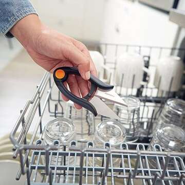 Fiskars Herb Garden Scissors, 5" Garden Shears, Handheld Herb Snips with Sheath and SoftGrip Handle, Dishwasher Safe