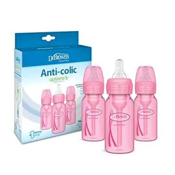 Dr. Brown’s Natural Flow® Anti-Colic Options+™ Narrow Baby Bottles 4 oz/120 mL, with Level 1 Sl...