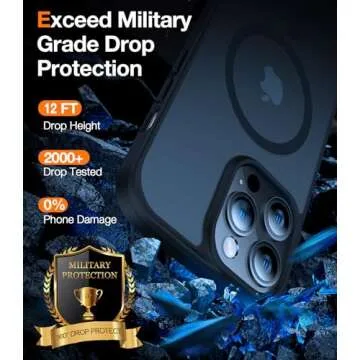 TORRAS Magnetic Guardian Designed for iPhone 14 Pro Max Case [Military Grade Drop Tested] [Compatible with MagSafe] Slim Translucent Matte Case for 14 Pro Max iPhone Case 6.7", Mystic Black