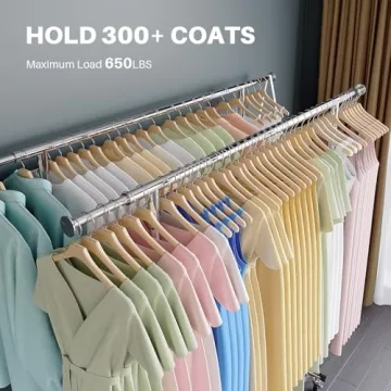 HOKEEPER Heavy Duty Clothes Rack with Wheels & Shelves