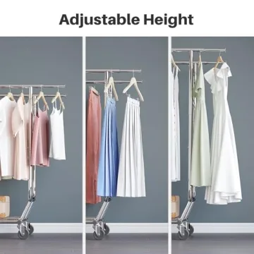 HOKEEPER Heavy Duty Clothes Rack with Wheels & Shelves