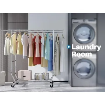 HOKEEPER Heavy Duty Clothes Rack with Wheels & Shelves