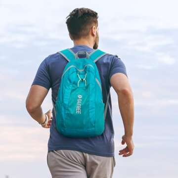 G4Free 24L Lightweight Packable Hiking Backpack Small Sport Travel Daypack Water Resistant for Women Men（Peacock Blue）