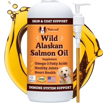 Natural Dog Company Wild-Caught Salmon Oil for Dogs (16oz) - Omega 3 Fish Oil Supplement for Joint H...