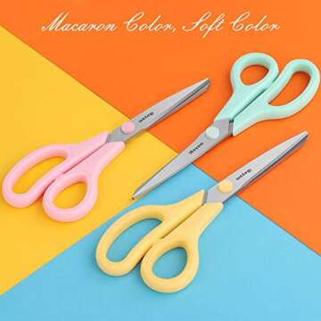 Scissors, iBayam 8" All Purpose Scissors Bulk 3-Pack, Ultra Sharp 2.5mm Thick Blade Shears Comfort-G...