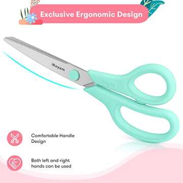 Scissors, iBayam 8" All Purpose Scissors Bulk 3-Pack, Ultra Sharp 2.5mm Thick Blade Shears Comfort-Grip for Office Desk Accessories Sewing Fabric Home Craft School Supplies, Right/Left Handed