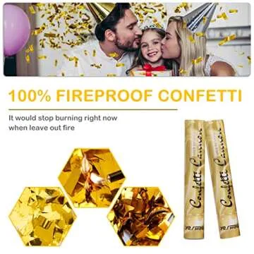 YESHOW Gold Confetti Cannon Party Poppers (6 Pack)