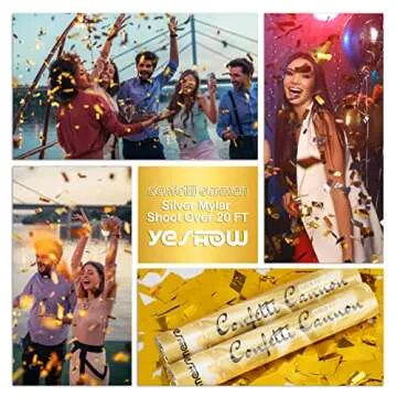 YESHOW Gold Confetti Cannon Party Poppers (6 Pack)