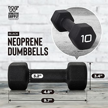 WF Athletic Supply Black Neoprene Dumbbells for Home Workouts