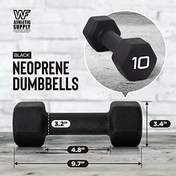 WF Athletic Supply Black Neoprene Dumbbells for Home Workouts