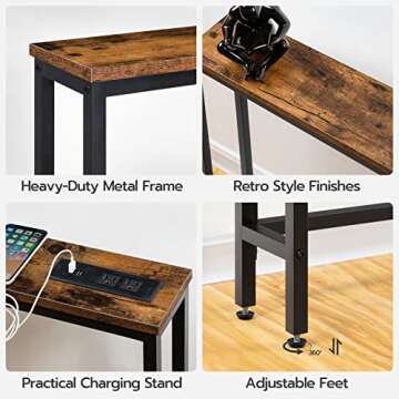 HOOBRO 47.2" Console Table with Power Outlets & USB Ports