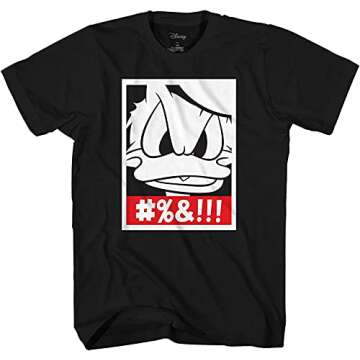 Disney Mens Donald Duck Frame Face Disneyland World Tee Funny Humor Pun Adult Graphic T-Shirt Appare...