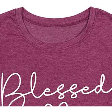 Blessed T-Shirt for Women Cute Simple Sayings Heart Graphic Letter Print Shirts Casual Short Sleeve ...