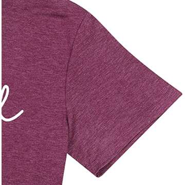 Blessed T-Shirt for Women Cute Simple Sayings Heart Graphic Letter Print Shirts Casual Short Sleeve Thankful Tee Tops-Purple M