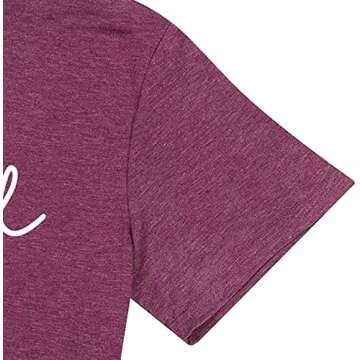 Blessed T-Shirt for Women Cute Simple Sayings Heart Graphic Letter Print Shirts Casual Short Sleeve Thankful Tee Tops-Purple M