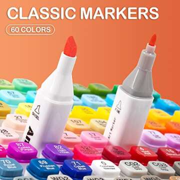 AnyMark 60 Colors Alcohol Markers, Markers Set, Dual Tip Alcohol Based Art Markers for Kids Adults C...