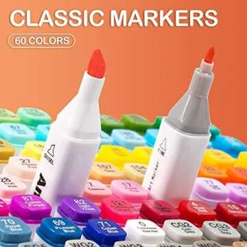 AnyMark 60 Colors Alcohol Markers, Markers Set, Dual Tip Alcohol Based Art Markers for Kids Adults C...