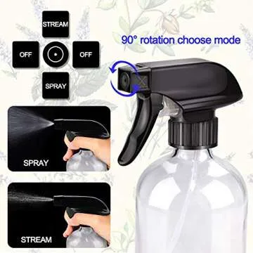 Wedama Glass Spray Bottle, 2 Pack Clear 16 oz Glass Spray Bottles for Cleaning Solutions and Essenti...