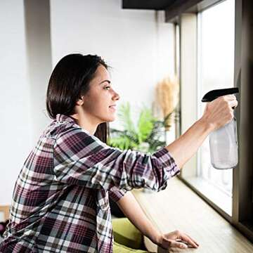 Wedama Glass Spray Bottle, 2 Pack Clear 16 oz Glass Spray Bottles for Cleaning Solutions and Essential Oils, Refillable Empty Spray Bottle with Adjustable Nozzles for Alcohol, Plant and Hair Care